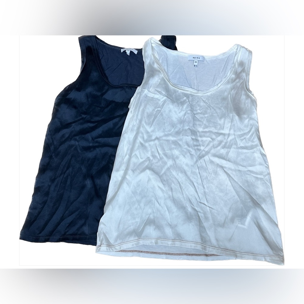 Reiss Black and White Scoop Neck Tank Tops